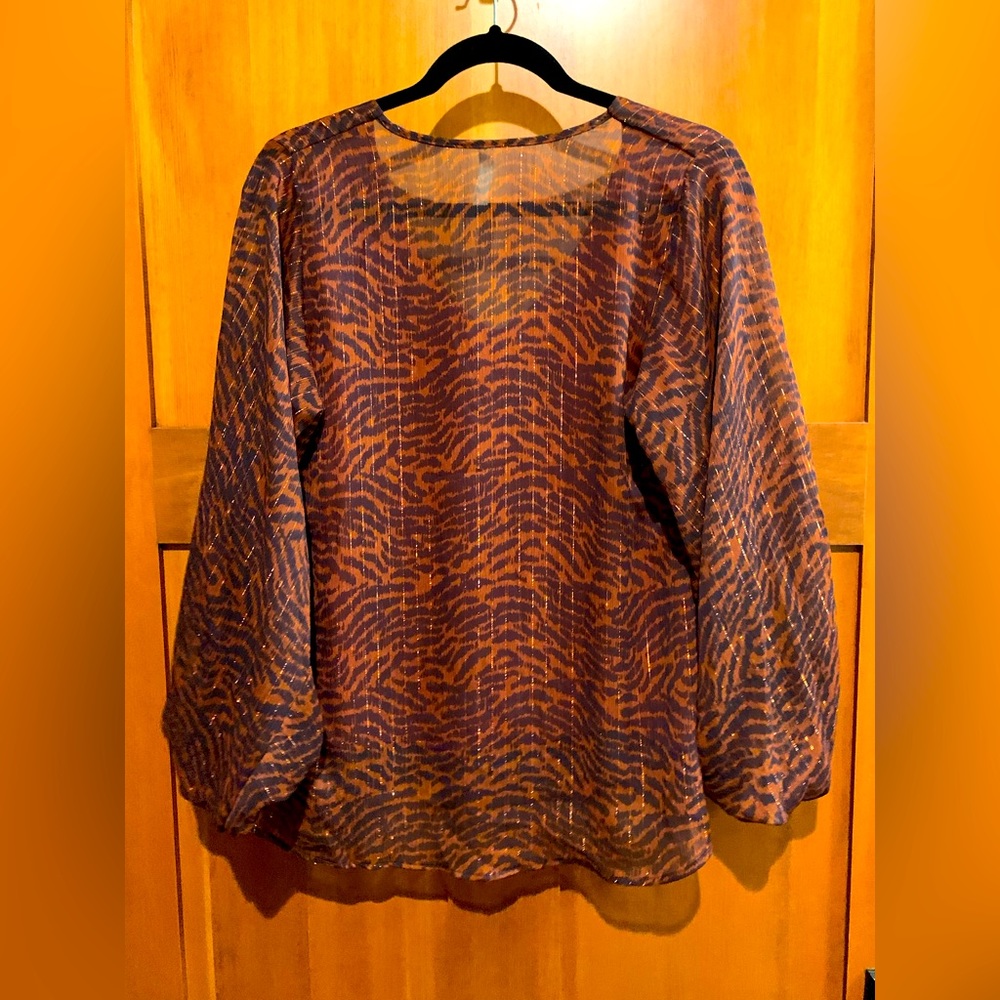 Animal Print Flowy Blouse with Sparkly thread.